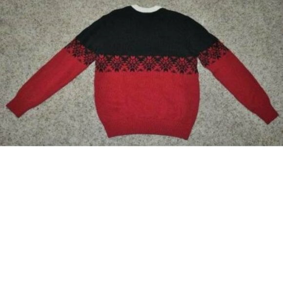Mens Sweater Dockers Red Black Moose Small Crewneck Long Sleeve Winter Holiday - Picture 4 of 4